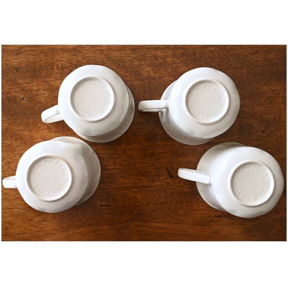 1970s J & G Meakin Heirloom White Ironstone Flat Tea Cups, Replacement | England - Picture 2 of 10